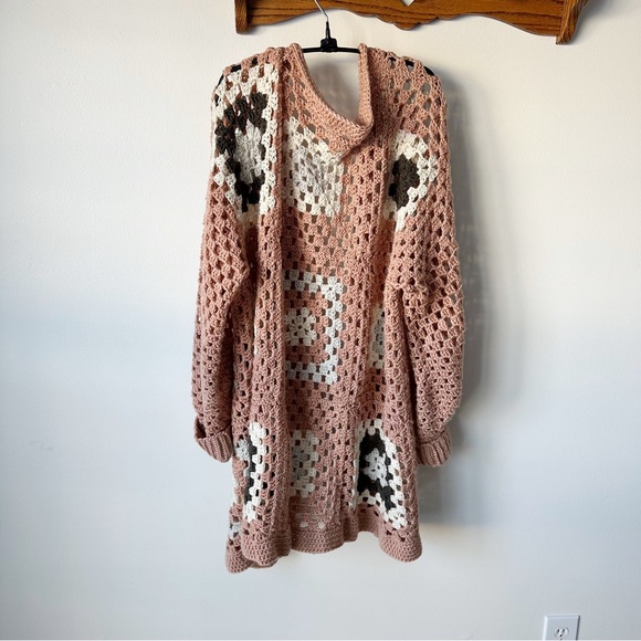Handmade Crochet Granny Square Long Boho Duster Cardigan Size L/XL - Picture 2 of 2